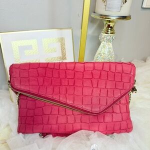 For @tinlizzy687 Rare Red Henri Bendell Crocodile-Embossed Clutch with mirror